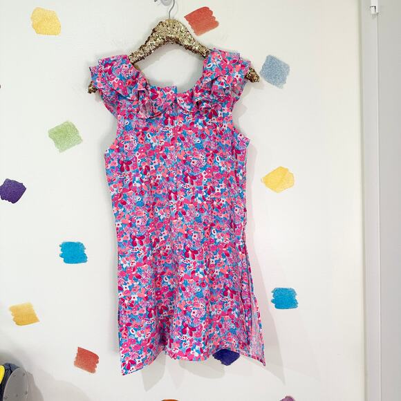 8 Lilly Pulitzer Linwood Ruffle Pink and Blue Print Romper NWT - Picture 4 of 7